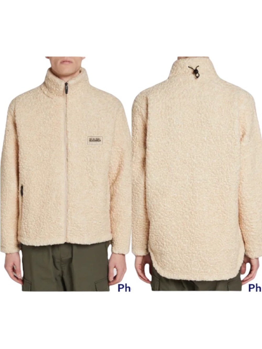 NAPA by MARTINE ROSE Mens Size L T-EMIN Natural Wool Fleece Zip Pockets‎ Jacket.